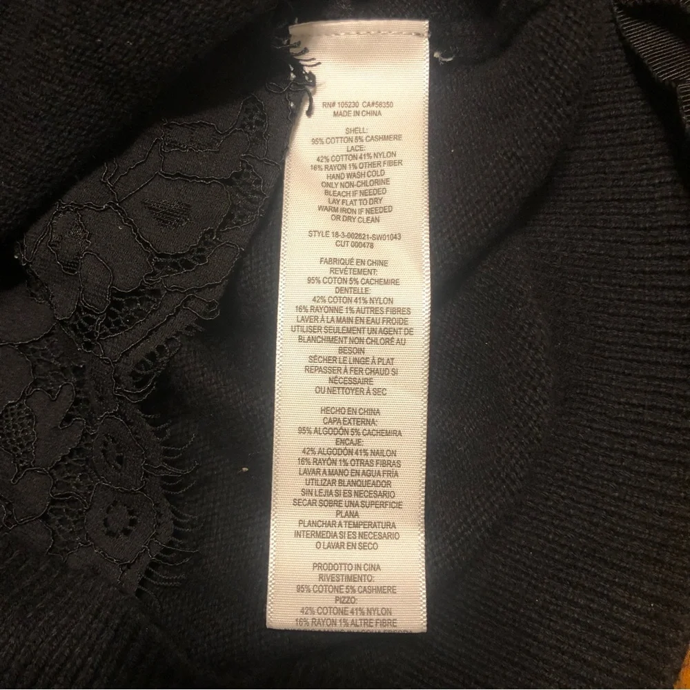 NWT $298 Joie Ferlinka Lace Insert Wrap Sweater Cardigan in Caviar - size XS!